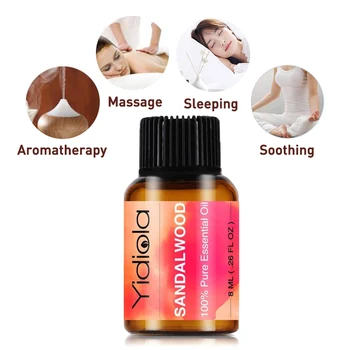 Yidiola 8ML Sandalwood Pure Essential Oils For Aromatherapy Calmness Help Sleep Humidifier Diffuser Massage Plant Essential Oil 
Yidiola 8ML Sandalwood Pure Essential Oils For Aromatherapy Calmness Help Sleep Humidifier Diffuser Massage Plant Essential Oil