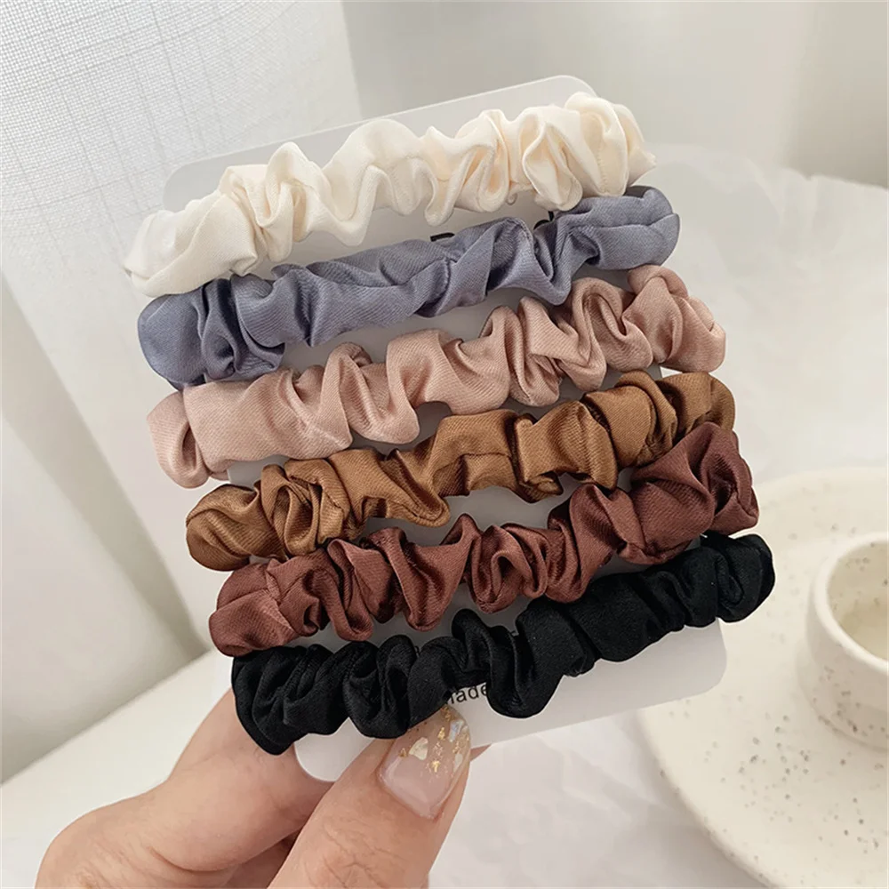 

5/6pcs/set Solid Elastic Scrunchie Hair Ties Rubber Bands for Women Girls Sport Gym Hair Scrunchies Holder Hair Accessories Set