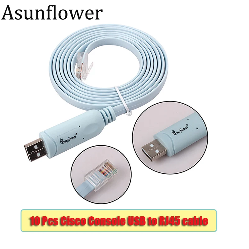 Asunflower 10Pcs Cisco Console Cable USB RJ45 For H3C HP Huawei Arba 9306 Cisco 1.8M USB To rj45 Console Cable FTDI Dropshipping
Asunflower 10Pcs Cisco Console Cable USB RJ45 For H3C HP Huawei Arba 9306 Cisco 1.8M USB To rj45 Console Cable FTDI Dropshipping