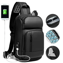 

EURCOOL Chest Packs Men USB Charging Casual Water Repellent Travel Shoulder Crossbody Bags Messenger мужская сумка на плечё Male