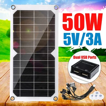 50W Solar Panel USB 12V/5V Flexible Solar Charger For Car RV Boat Battery Charger Waterproof
50W Solar Panel USB 12V/5V Flexible Solar Charger For Car RV Boat Battery Charger Waterproof