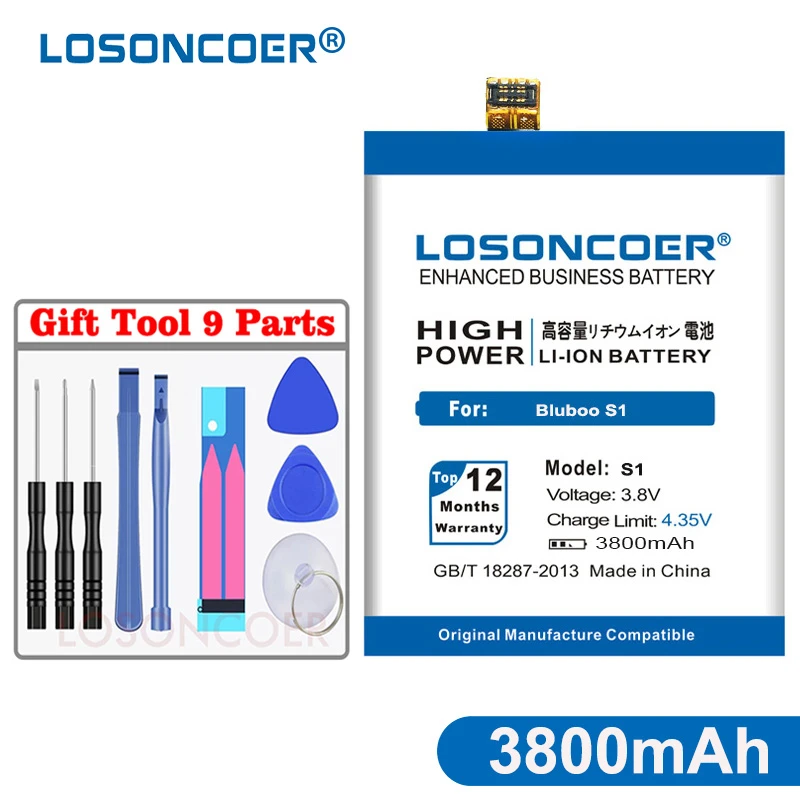 Аккумулятор LOSONCOER S1 3800 мАч для BLUBOO Мобильный телефон + в наличии|Аккумуляторы