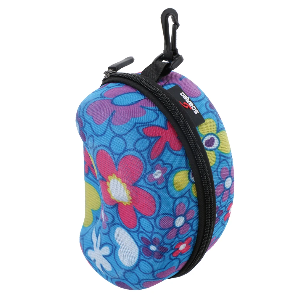 Blue & Flower Large Capacity Zipper Hard Protective Carrying Case Holder for Sports Ski Snowboard Goggles Blue & Flower Large Capacity Zipper Hard Protective Carrying Case Holder for Sports Ski Snowboard Goggles