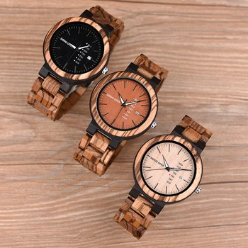 

DODO DEER Luminous Men Watch Elegant Zebra Wood Chronograph Show Date Week Wristwatch reloj hombre Dropshipping in Gift Box B04