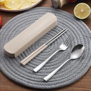 New 1pc Portable Creative Cutlery Set Spoon Fork Chopsticks Dinnerware Set Box Lunch Kitchen Tool Solid Color Home Kitchen Tools
New 1pc Portable Creative Cutlery Set Spoon Fork Chopsticks Dinnerware Set Box Lunch Kitchen Tool Solid Color Home Kitchen Tools