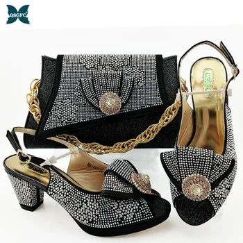 High Quality Italian design Shoes and Bag Set Decorated with Rhinestone Women Shoes Black Color Nigerian Style Shoes and Bag Set
High Quality Italian design Shoes and Bag Set Decorated with Rhinestone Women Shoes Black Color Nigerian Style Shoes and Bag Set