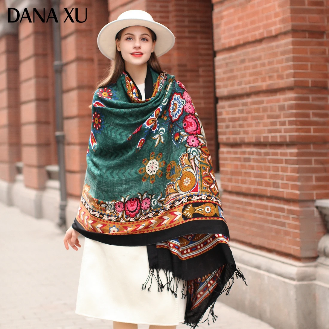 

DANA XU Bufanda Mujer Wool Poncho Head Women Lady Warm Shawls Stoles Bandana Scarf Hijab Luxury Brand Pashmina Winter Wraps 2023