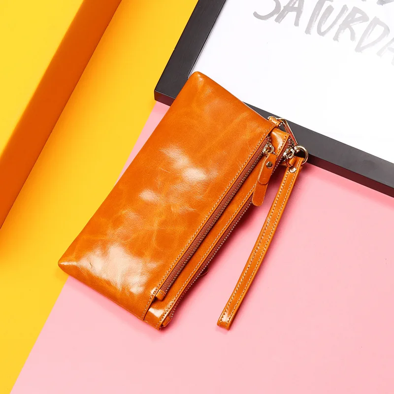 Cross Border New Style Women's Wallet Oil Wax Leather Retro Long Wallet Large Capacity Clutch Multi-functional Mobile Phone Bag
Cross Border New Style Women's Wallet Oil Wax Leather Retro Long Wallet Large Capacity Clutch Multi-functional Mobile Phone Bag