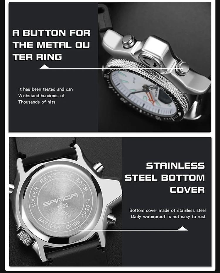 SANDA Fashion Sport Men LED Digital Watches Dual Display Quartz Wristwatch Outdoor Waterproof Military Wristwatches Mens Clock SANDA Fashion Sport Men LED Digital Watches Dual Display Quartz Wristwatch Outdoor Waterproof Military Wristwatches Mens Clock