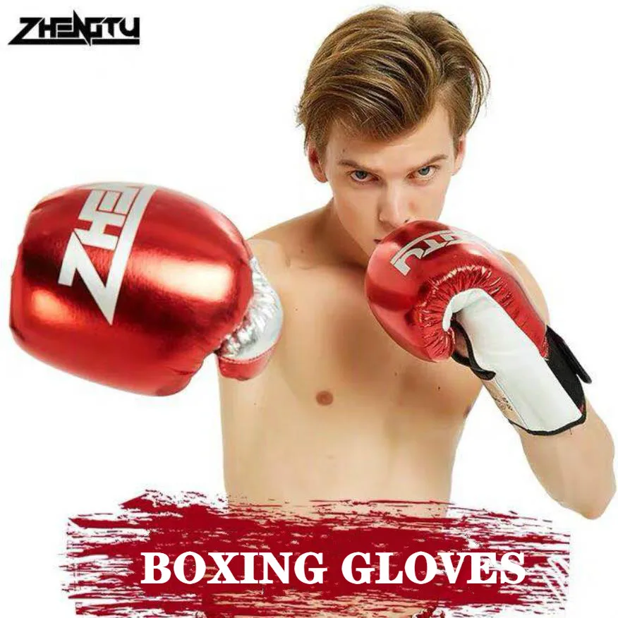 

ZTTY 10 12 14 oz Leather kick boxing gloves muay thai luva de boxe training fighting adult men women grappling MMA boxing gloves