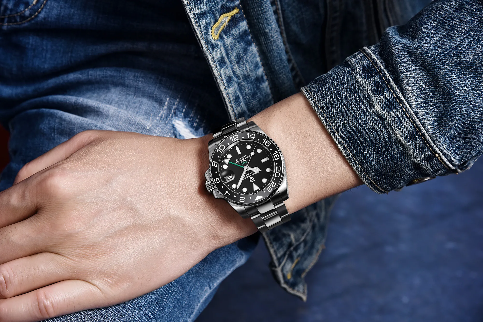 2020 New PAGANI DESIGN Luxury Men GMT Automatic Machinery Watch 40MM Ceramic bezel Jubilee Strap Sapphire 100M Waterproof Clock