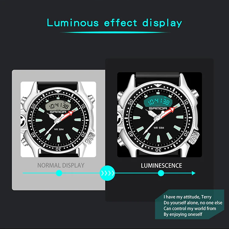 SANDA Fashion Sport Men LED Digital Watches Dual Display Quartz Wristwatch Outdoor Waterproof Military Wristwatches Mens Clock SANDA Fashion Sport Men LED Digital Watches Dual Display Quartz Wristwatch Outdoor Waterproof Military Wristwatches Mens Clock