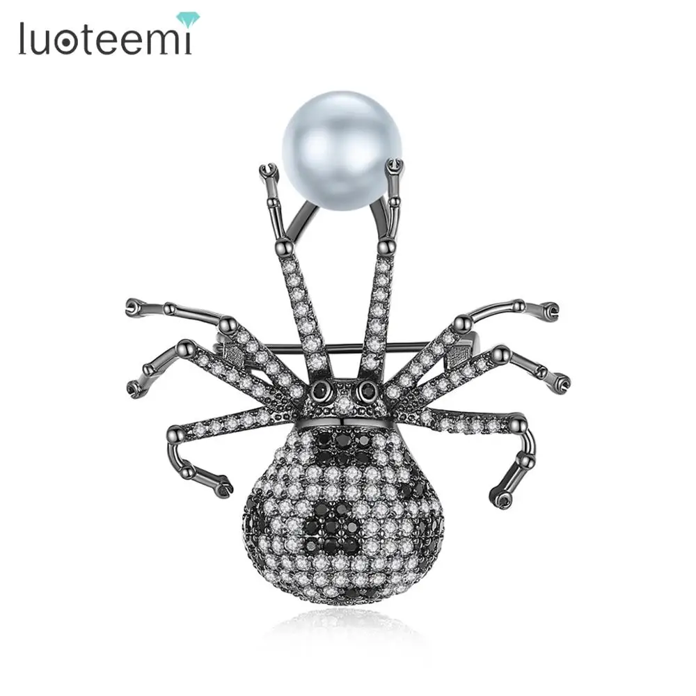 

LUOTEEMI Vintage Gun Black Spider Brooches for Women Insect Pins & Brooches Wedding Brooch Elegant Accessories Christmas Gifts