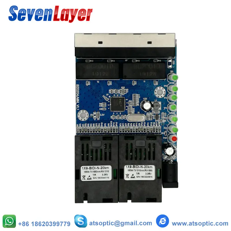 Ethernet switch Fiber Optical Media Converter Single Mode 4 RJ45 and 2 SC fiber Port 10/100M PCBA
Ethernet switch Fiber Optical Media Converter Single Mode 4 RJ45 and 2 SC fiber Port 10/100M PCBA