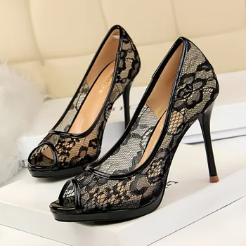 2020 Autumn Women Sexy Cut-Outs Mesh Party Shoe Peep Toe Flower Lace Fashion Women Pumps Shallow Platform High Heels Shoes Woman
2020 Autumn Women Sexy Cut-Outs Mesh Party Shoe Peep Toe Flower Lace Fashion Women Pumps Shallow Platform High Heels Shoes Woman