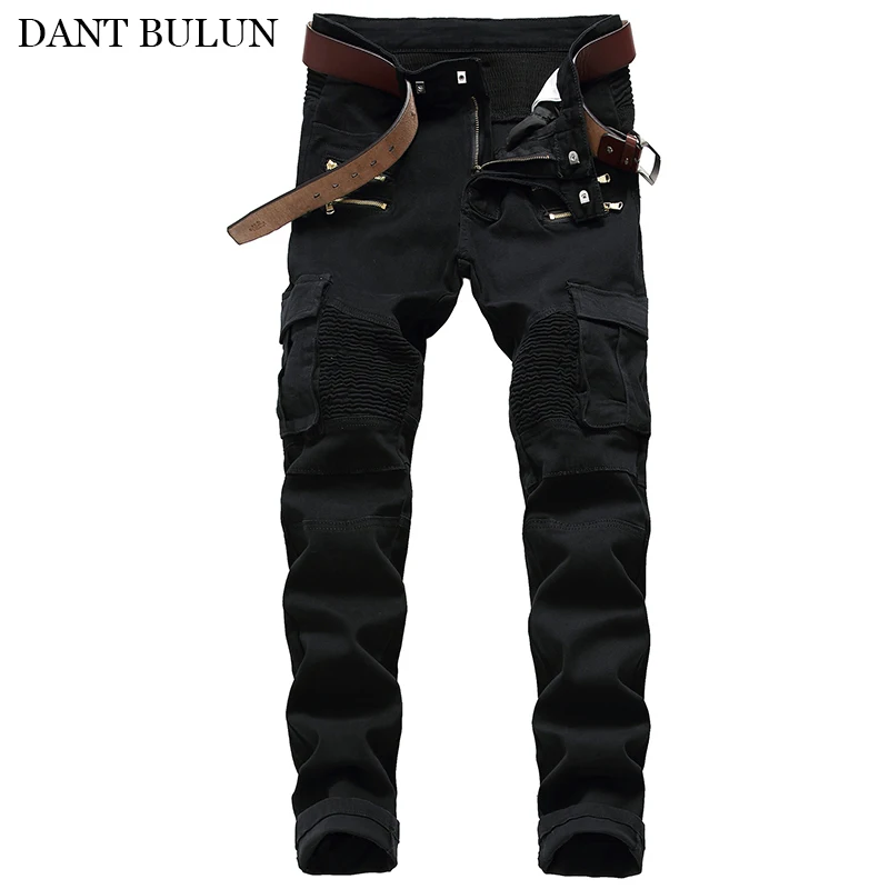 Jeans Men Stretchy Pleated Zipper Multi-pocket Pants Men's Clothes Slim Skinny Patch Trousers Brand Biker Jeans Black Green
Jeans Men Stretchy Pleated Zipper Multi-pocket Pants Men's Clothes Slim Skinny Patch Trousers Brand Biker Jeans Black Green