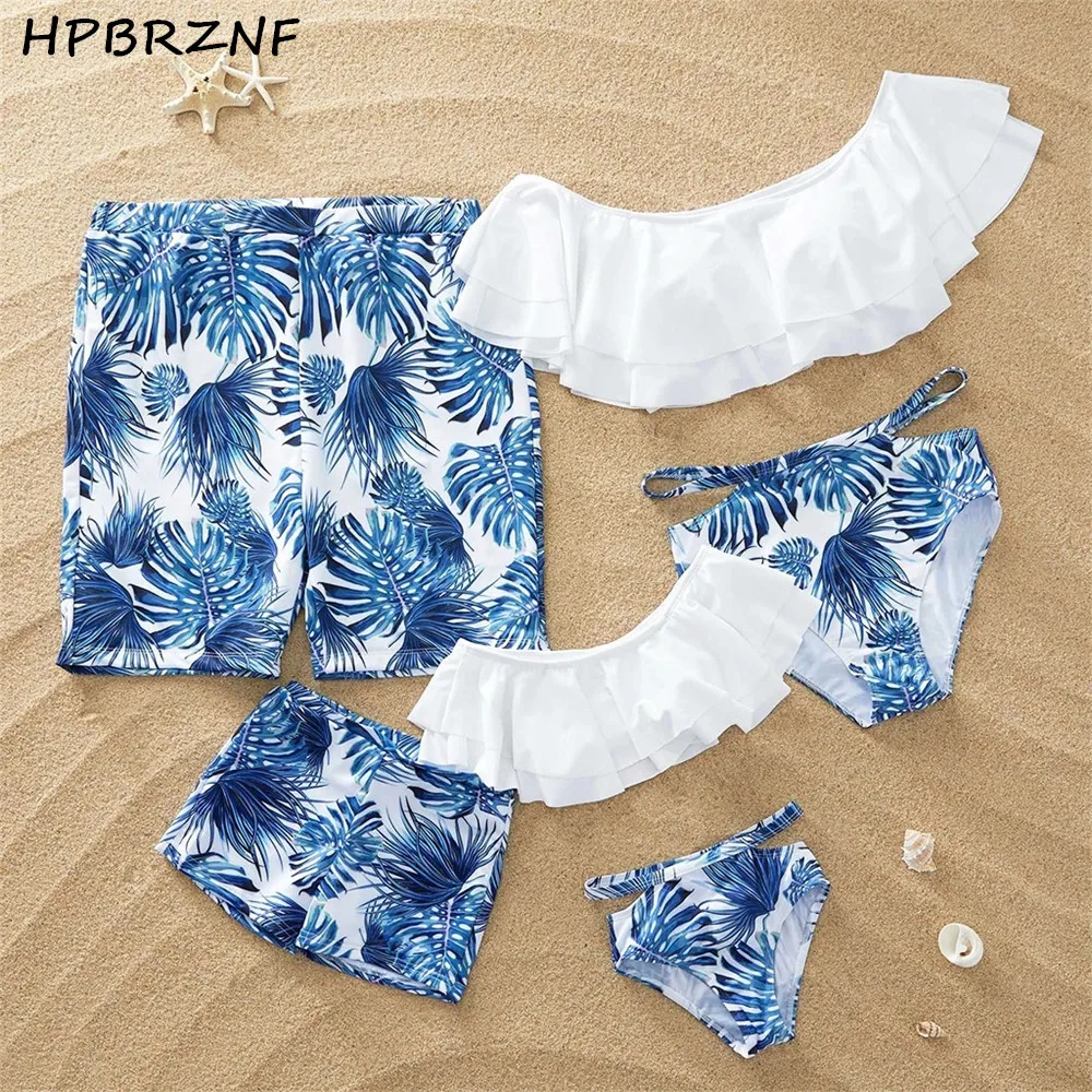 Family Matching Swimsuit Summer Beach Holiday Blue Leaf Print Bikini Set Mommy and me swimsuit Dad and Son Swimwear Shorts G068
Family Matching Swimsuit Summer Beach Holiday Blue Leaf Print Bikini Set Mommy and me swimsuit Dad and Son Swimwear Shorts G068