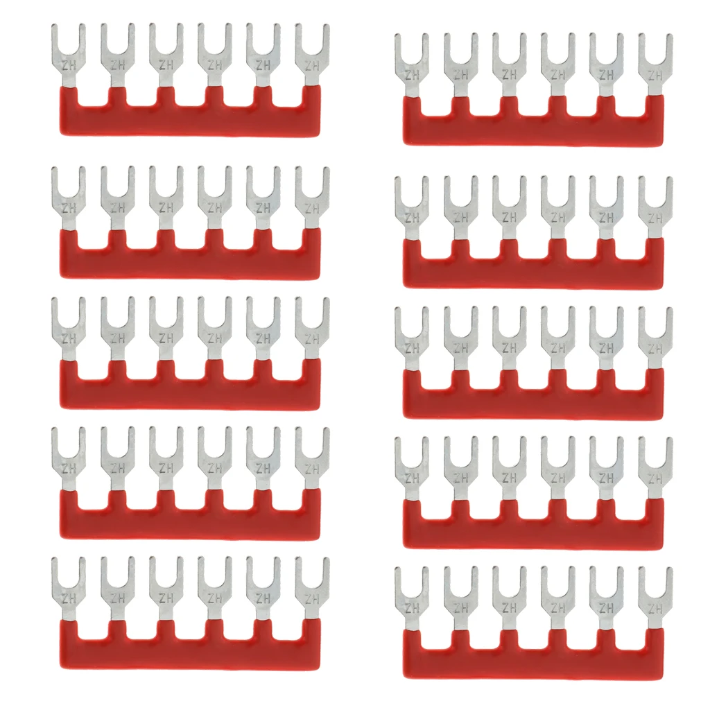 10x Fork Type Pre Insulated Terminal Block Barrier Jumper Strip 6 Positions, Easy to Install 10x Fork Type Pre Insulated Terminal Block Barrier Jumper Strip 6 Positions, Easy to Install