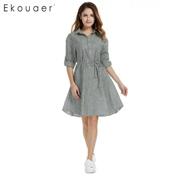 Ekouaer Women Casual Summer Dresses Striped Long Roll Up Sleeve Belted Button A-Line Shirt Dress Ladies Fashion Clothes
Ekouaer Women Casual Summer Dresses Striped Long Roll Up Sleeve Belted Button A-Line Shirt Dress Ladies Fashion Clothes