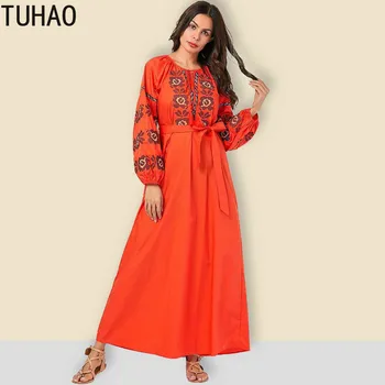 TUHAO Large Size Woman's Dress Flower Embroidered Lantern Sleeve Arab Muslim Dress Big Swing High Waist Long Maxi Dresses T9028
TUHAO Large Size Woman's Dress Flower Embroidered Lantern Sleeve Arab Muslim Dress Big Swing High Waist Long Maxi Dresses T9028