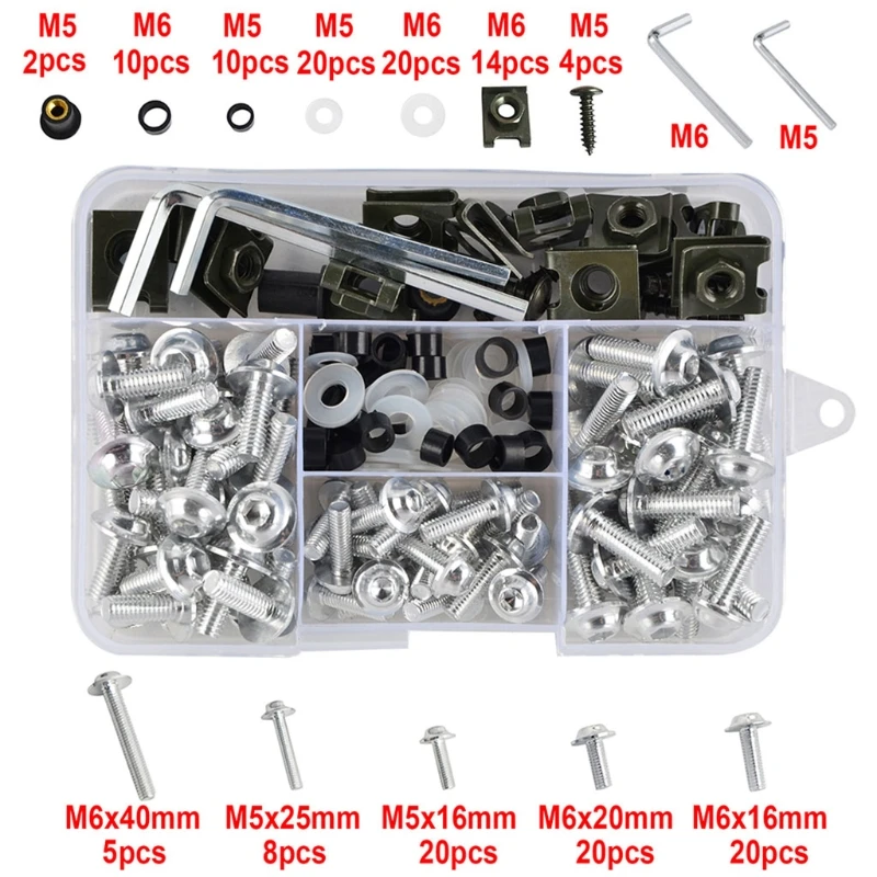 155 Pcs/Set M6 M5 Motorcycle Fairing Bolts Kit Bodywork Fastener Clip Screws Nut
155 Pcs/Set M6 M5 Motorcycle Fairing Bolts Kit Bodywork Fastener Clip Screws Nut