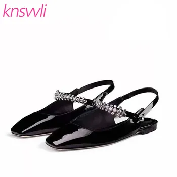 New Black Patent Leather Flat Heels Shoes Woman Luxury Rhinestone Slingbacks Women Square Toe Designer Crystal Zapatos De Mujer
New Black Patent Leather Flat Heels Shoes Woman Luxury Rhinestone Slingbacks Women Square Toe Designer Crystal Zapatos De Mujer