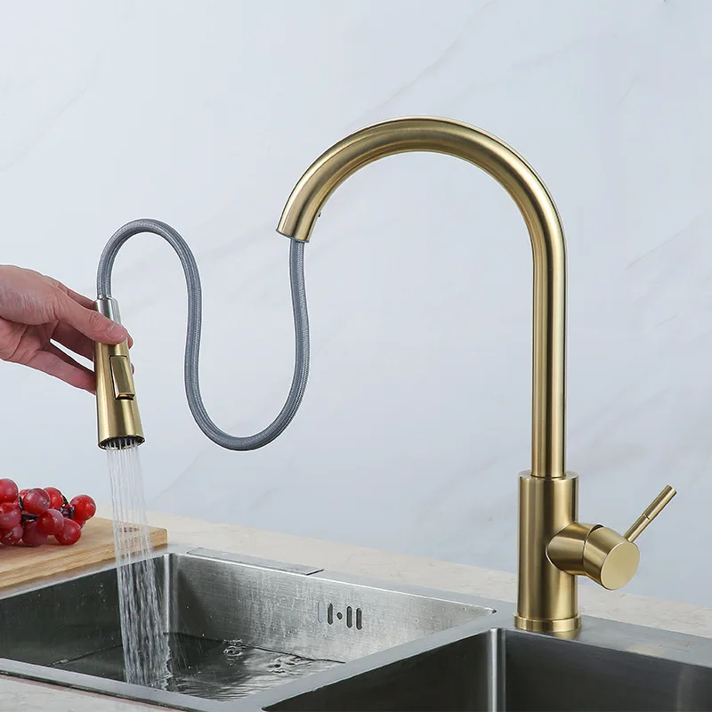 Gold Black Kitchen Faucet Pull Out Single Hole Handle Swivel 360 Sink Water Mixer Tap Bathroom Accessories Shower Stream Sprayer
Gold Black Kitchen Faucet Pull Out Single Hole Handle Swivel 360 Sink Water Mixer Tap Bathroom Accessories Shower Stream Sprayer