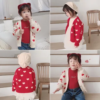 Girls spring and autumn love cardigan knitted sweater
Girls spring and autumn love cardigan knitted sweater
