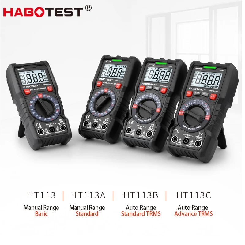 Automotive Multimeter Handheld Digital Multimeter True RMS Multimeter HABOTEST HT113 Series Non-Contact AC DC Voltage Meter
Automotive Multimeter Handheld Digital Multimeter True RMS Multimeter HABOTEST HT113 Series Non-Contact AC DC Voltage Meter