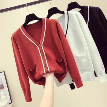 2019 High Quality Spring Autumn Cardigan Women Casual Striped Long Sleeve Knitted Tops V Neck Women Sweater Coat
2019 High Quality Spring Autumn Cardigan Women Casual Striped Long Sleeve Knitted Tops V Neck Women Sweater Coat