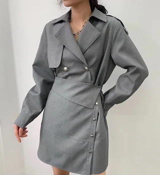 2020 Women Gray Button Irregular Split joint Dress New Lapel Long Sleeve Loose Fit Fashion Tide Spring Summer 2020 women
2020 Women Gray Button Irregular Split joint Dress New Lapel Long Sleeve Loose Fit Fashion Tide Spring Summer 2020 women