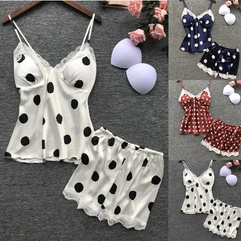 Women Sleepwear Sexy Satin Sling Lace Dot Sleepwear Lingerie Nightwear Underwear Set Sleep Wear Women Sleeping Clothes пижама
Women Sleepwear Sexy Satin Sling Lace Dot Sleepwear Lingerie Nightwear Underwear Set Sleep Wear Women Sleeping Clothes пижама
