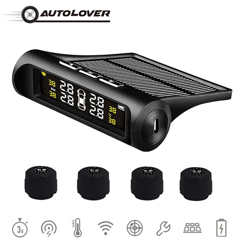 Car TPMS Wireless Solar Tire Pressure Monitoring System External Sensor Tyre Pressure Detector Realtime Alarm Warning USB Charge
Car TPMS Wireless Solar Tire Pressure Monitoring System External Sensor Tyre Pressure Detector Realtime Alarm Warning USB Charge