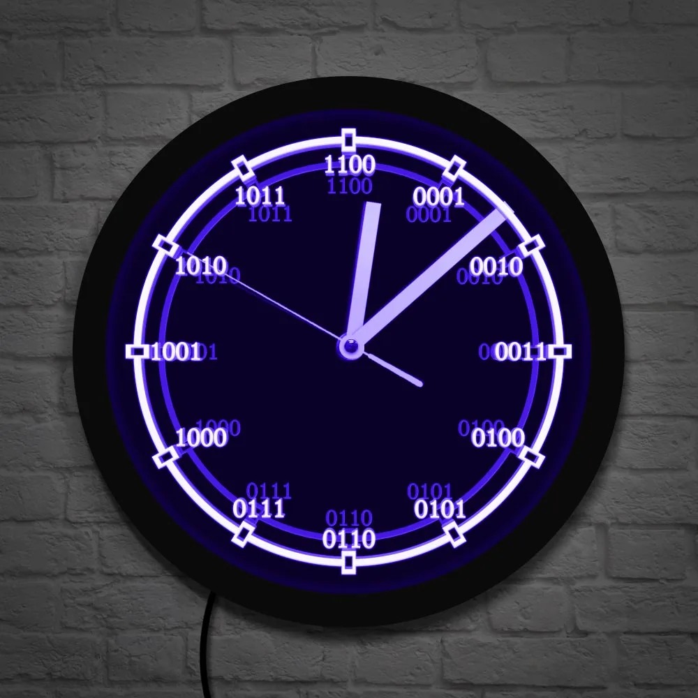 

Binary Code Decorative Wall Clock Modern Design Math Numbers Equation LED Neon Sign Wall Hanging Watch Teachers Educational Gift