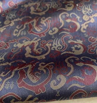 Traditional Ancient Textile Cheongsam Chinese Style Classical Yarn Dyed Dragon Jacquard Mulberry Silk Fashion Cloth Fabric