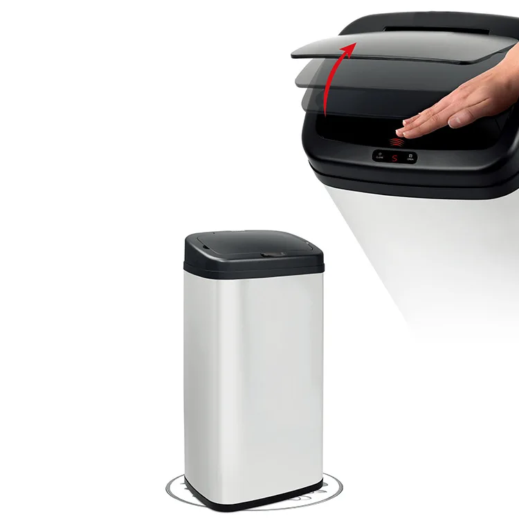 30L cuboid Infrared Trash Can Sensor Waste Bin Auto Open Close Garbage Bin Stainless Steel
30L cuboid Infrared Trash Can Sensor Waste Bin Auto Open Close Garbage Bin Stainless Steel