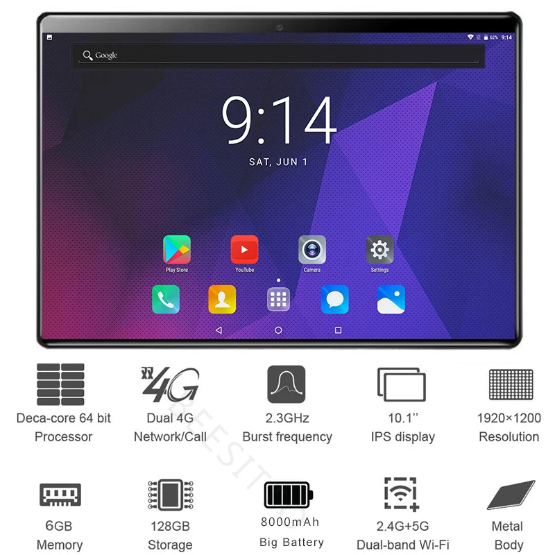 Super 6GB+128GB ROM Deca Core 10 inch Tablet PC 128GB ROM GPS WiFi 10.1 Tablets 10 cores 5.0MP 5000mAh 1920*1200 IPS Kid tablets
Super 6GB+128GB ROM Deca Core 10 inch Tablet PC 128GB ROM GPS WiFi 10.1 Tablets 10 cores 5.0MP 5000mAh 1920*1200 IPS Kid tablets