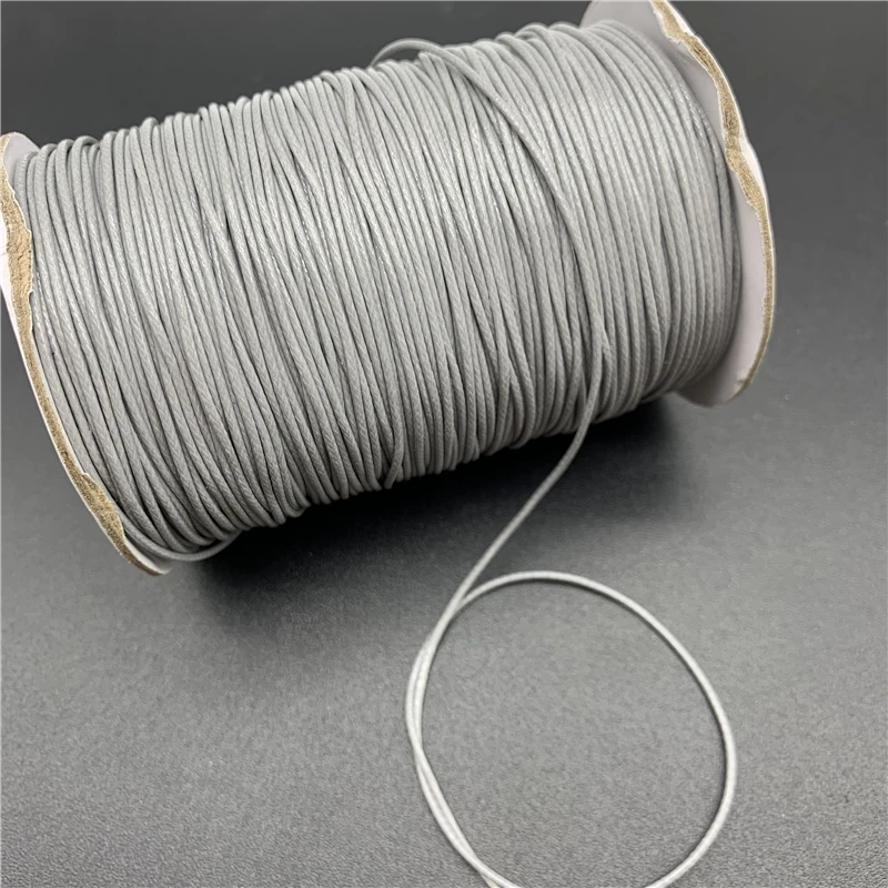 Description Picture 2 of item0.5mm 0.8mm 1mm 1.5mm 2mm Silver Grey Waxed Cotton Cord Rope Waxed Thread Cord String Strap Necklace Rope For Jewelry Making