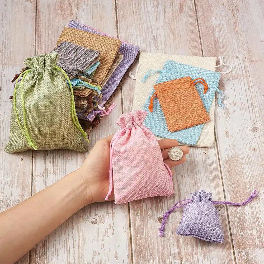 30pcs drawstring jute burlap gift bags for wedding favors party