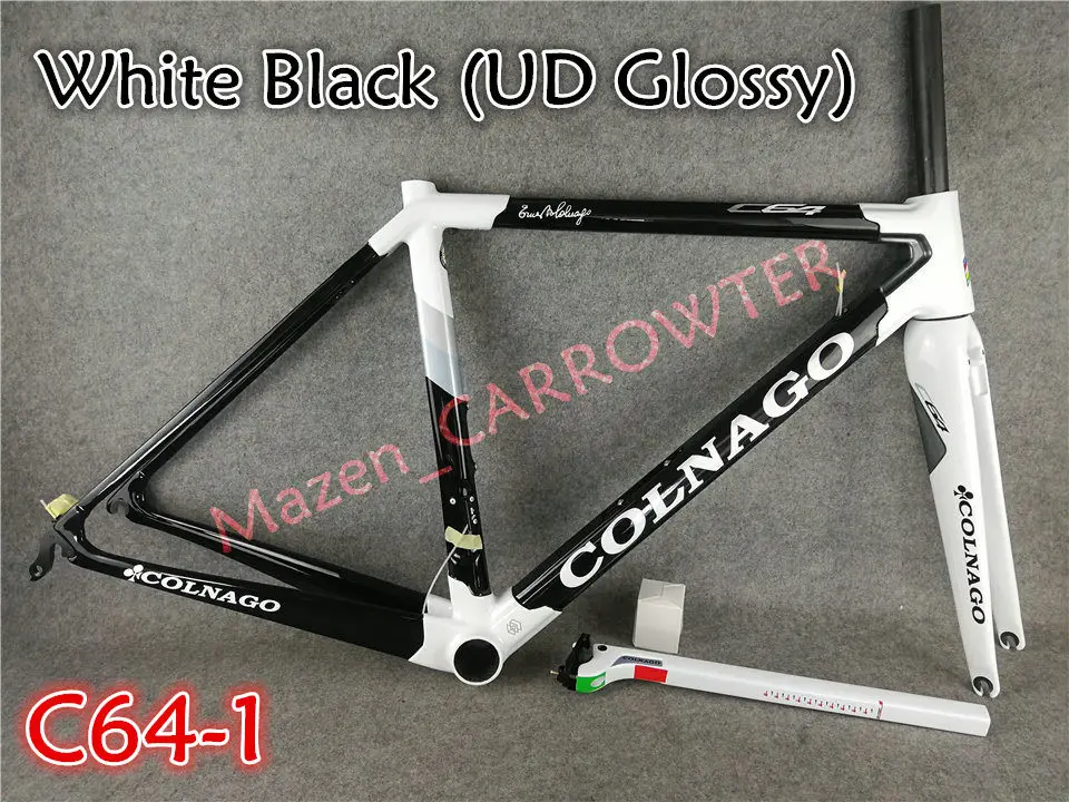 Discount UD Matte-Glossy Black Red Colnago C64 carbon road frame+Handlebar+Saddle+Bottle cages+50mm carbon wheelset Novatec A271 hubs 16