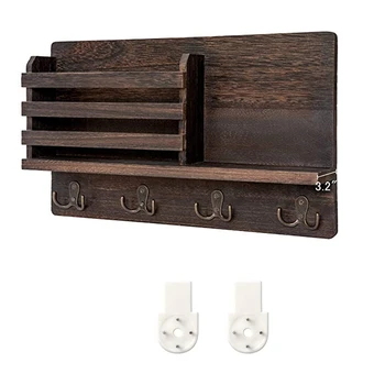 Wall Mounted Mail Holder Wooden Mail Sorter Organizer with 4 Double Key Hooks and a Floating Shelf Rustic Home Decor 
Wall Mounted Mail Holder Wooden Mail Sorter Organizer with 4 Double Key Hooks and a Floating Shelf Rustic Home Decor