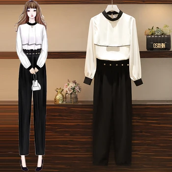 HAMALIEL New Arrival Office Ladies Two Piece Pant Set 2020 Spring Women Ruffles Chiffon Shirt And Plus Size Belt Trousers suit
HAMALIEL New Arrival Office Ladies Two Piece Pant Set 2020 Spring Women Ruffles Chiffon Shirt And Plus Size Belt Trousers suit