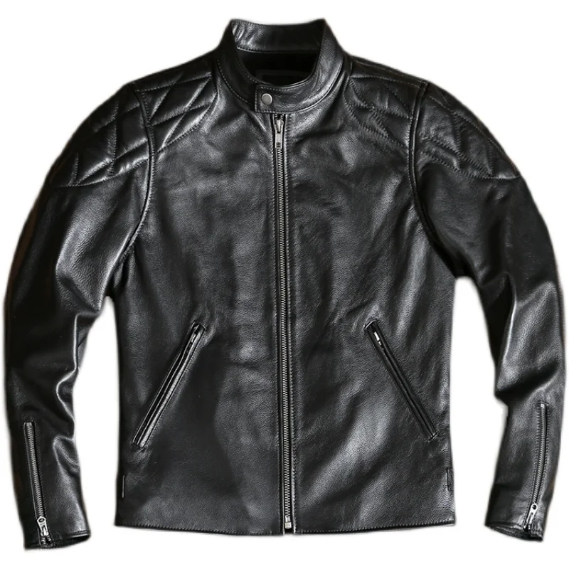New Spring Autumn Men Genuine Leather Jacket Mens Black Jackets With Zipper Motor Biker Coat Stand Collar Male Casual Outwear
New Spring Autumn Men Genuine Leather Jacket Mens Black Jackets With Zipper Motor Biker Coat Stand Collar Male Casual Outwear
