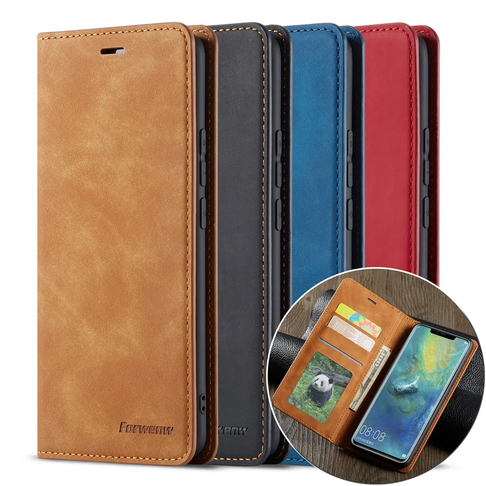Кожаный чехол книжка Forwenw для Huawei Mate 20 Lite 30 Pro бумажник P40 P30 P20 P Smart 2020