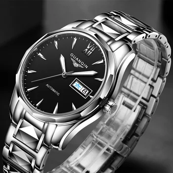 GUANQIN Automatic Mechanical Men Watch Tungsten Steel Luminous Watches Date Calendar Japanese Movement Watch with Leather Strap
GUANQIN Automatic Mechanical Men Watch Tungsten Steel Luminous Watches Date Calendar Japanese Movement Watch with Leather Strap