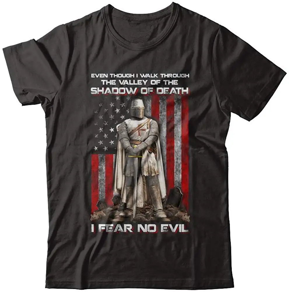 Мужская футболка рыцаря темплара I Walk thadow Of Death Fear No Evil с коротким рукавом модная