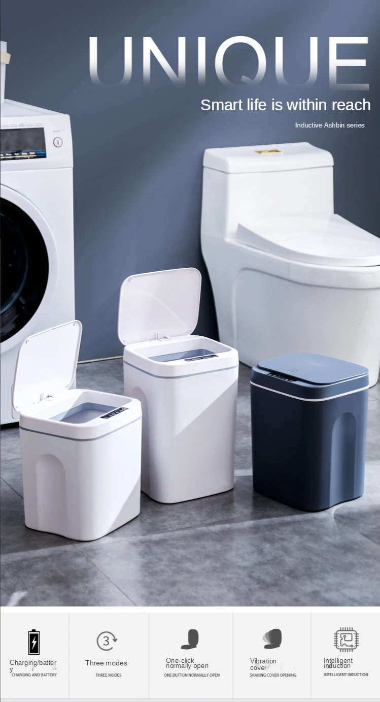 3 tryb domu inteligentny kosz na śmieci 3S czujnik automatyczny kosz na śmieci inteligentny czujnik elektryczny kosz na śmieci śmieci może do kuchni łazienka śmieci - Wianko - 1