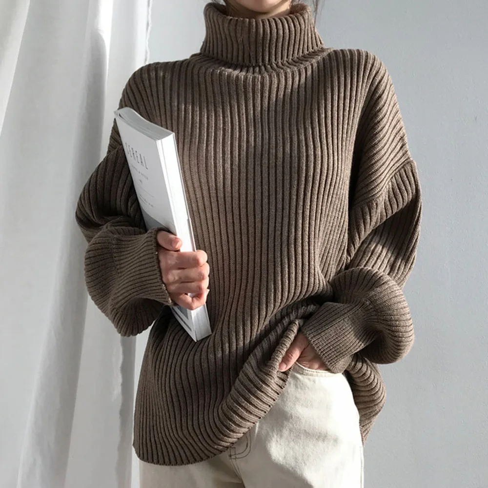 Fall Winter Office Ladies Turtleneck Sweaters Solid Color Loose Oversize Pullover Women's Lantern Sleeve Sweaters Korean Style
Fall Winter Office Ladies Turtleneck Sweaters Solid Color Loose Oversize Pullover Women's Lantern Sleeve Sweaters Korean Style