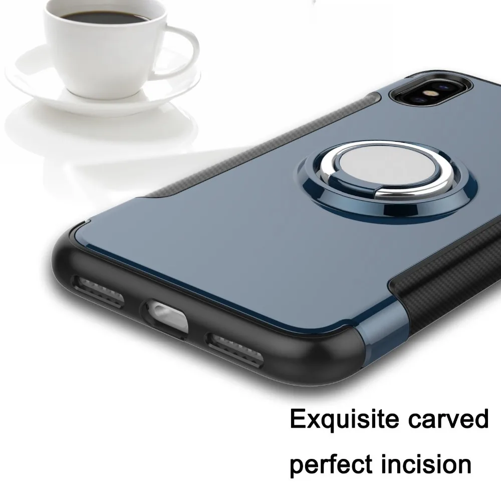 Case For iPhone X Xr Xs Max Cover Luxury Magnetic Finger Holder Anti-knock (6)