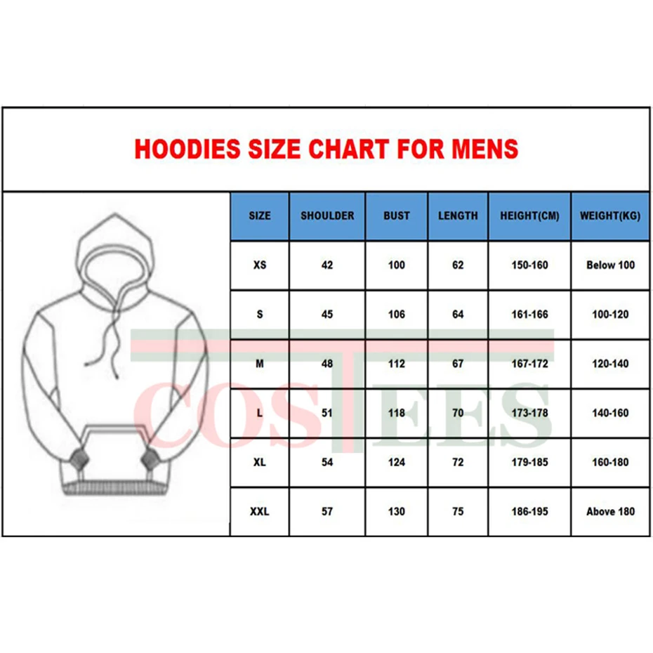 930宽 Z Hoodies Size Chart I